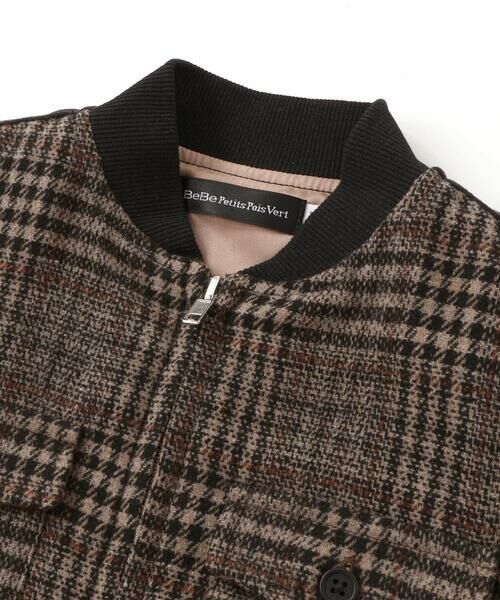 BeBe Petits Pois Vert / ベベ プチ ポワ ヴェール ノーカラージャケット | チェック起毛ジップブルゾン(95~150cm) | 詳細11