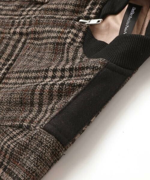 BeBe Petits Pois Vert / ベベ プチ ポワ ヴェール ノーカラージャケット | チェック起毛ジップブルゾン(95~150cm) | 詳細12