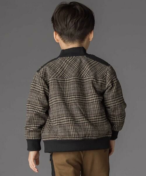 BeBe Petits Pois Vert / ベベ プチ ポワ ヴェール ノーカラージャケット | チェック起毛ジップブルゾン(95~150cm) | 詳細8
