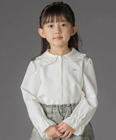 BeBe Petits Pois Vert / ベベ プチ ポワ ヴェール シャツ・ブラウス | 丸襟フリル長袖ブラウス(95~150cm)