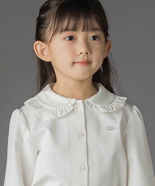 BeBe Petits Pois Vert / ベベ プチ ポワ ヴェール シャツ・ブラウス | 丸襟フリル長袖ブラウス(95~150cm) | 詳細2