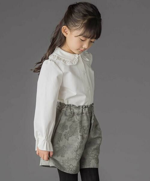 BeBe Petits Pois Vert / ベベ プチ ポワ ヴェール シャツ・ブラウス | 丸襟フリル長袖ブラウス(95~150cm) | 詳細4