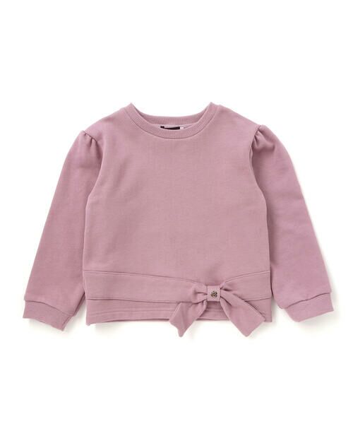 BeBe Petits Pois Vert / ベベ プチ ポワ ヴェール スウェット | 裏毛リボンポイントトレーナー(95~150cm) | 詳細1