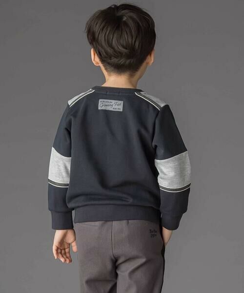 BeBe Petits Pois Vert / ベベ プチ ポワ ヴェール スウェット | 裏毛×鹿の子切り替えトレーナー(95~160cm) | 詳細3