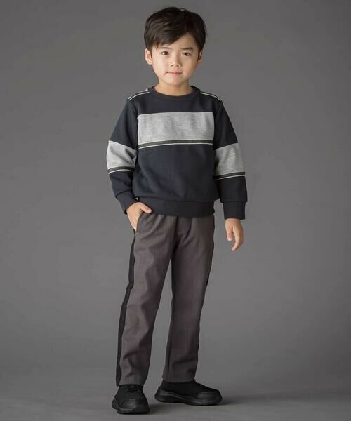 BeBe Petits Pois Vert / ベベ プチ ポワ ヴェール スウェット | 裏毛×鹿の子切り替えトレーナー(95~160cm) | 詳細4