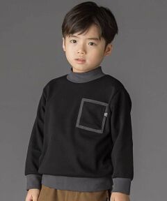 BeBe Petits Pois Vert / ベベ プチ ポワ ヴェール スウェット | 配色モックネックトレーナー(95~150cm)