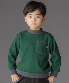 BeBe Petits Pois Vert / ベベ プチ ポワ ヴェール スウェット | 配色モックネックトレーナー(95~150cm)