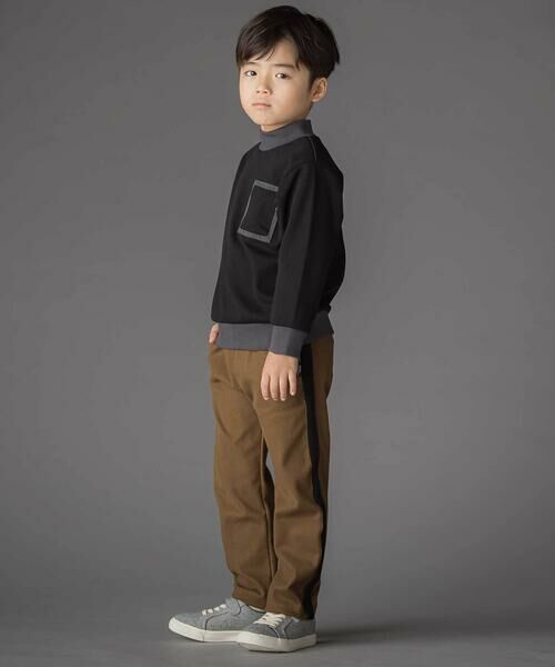 BeBe Petits Pois Vert / ベベ プチ ポワ ヴェール スウェット | 配色モックネックトレーナー(95~150cm) | 詳細2