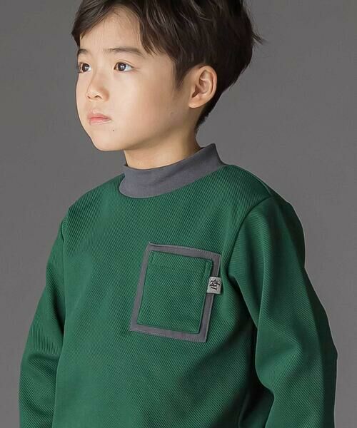 BeBe Petits Pois Vert / ベベ プチ ポワ ヴェール スウェット | 配色モックネックトレーナー(95~150cm) | 詳細6