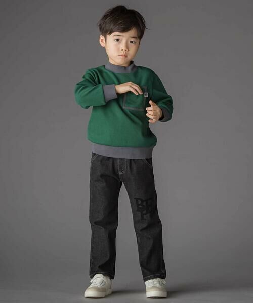BeBe Petits Pois Vert / ベベ プチ ポワ ヴェール スウェット | 配色モックネックトレーナー(95~150cm) | 詳細8