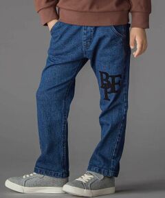 BeBe Petits Pois Vert / ベベ プチ ポワ ヴェール デニムパンツ | フロッキープリントストレッチロングデニムパンツ(95~160cm)