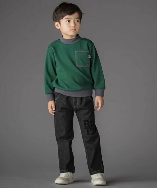 BeBe Petits Pois Vert / ベベ プチ ポワ ヴェール デニムパンツ | フロッキープリントストレッチロングデニムパンツ(95~160cm) | 詳細1