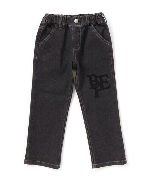 BeBe Petits Pois Vert / ベベ プチ ポワ ヴェール デニムパンツ | フロッキープリントストレッチロングデニムパンツ(95~160cm) | 詳細3