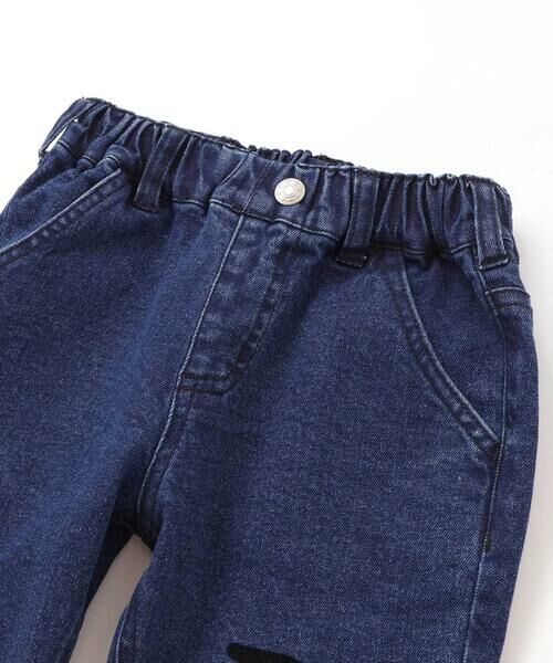 BeBe Petits Pois Vert / ベベ プチ ポワ ヴェール デニムパンツ | フロッキープリントストレッチロングデニムパンツ(95~160cm) | 詳細11