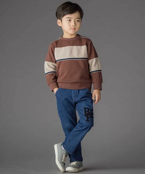 BeBe Petits Pois Vert / ベベ プチ ポワ ヴェール デニムパンツ | フロッキープリントストレッチロングデニムパンツ(95~160cm) | 詳細6