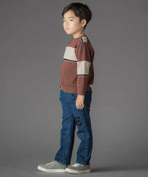 BeBe Petits Pois Vert / ベベ プチ ポワ ヴェール デニムパンツ | フロッキープリントストレッチロングデニムパンツ(95~160cm) | 詳細7