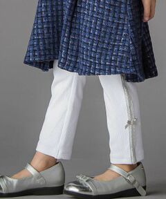 BeBe Petits Pois Vert / ベベ プチ ポワ ヴェール レギンス・スパッツ | 【お揃い】サイドリボンレースリブレギンス(95~150cm)