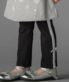 BeBe Petits Pois Vert / ベベ プチ ポワ ヴェール レギンス・スパッツ | 【お揃い】サイドリボンレースリブレギンス(95~150cm)