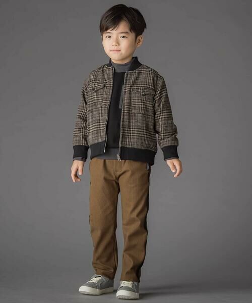 BeBe Petits Pois Vert / ベベ プチ ポワ ヴェール チノ・ワークパンツ | サイドテープ起毛ニットロングパンツ(95~150cm) | 詳細1