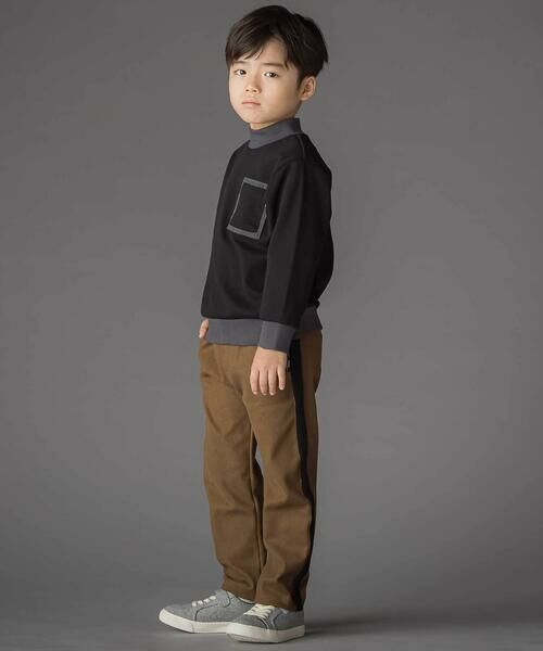 BeBe Petits Pois Vert / ベベ プチ ポワ ヴェール チノ・ワークパンツ | サイドテープ起毛ニットロングパンツ(95~150cm) | 詳細2