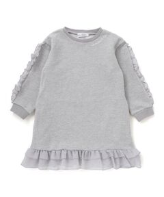 BeBe Petits Pois Vert / ベベ プチ ポワ ヴェール ミニ丈・ひざ丈ワンピース | 【店舗限定】裏毛チュールフリルワンピース(95~150cm)