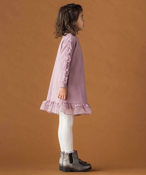 BeBe Petits Pois Vert / ベベ プチ ポワ ヴェール ミニ丈・ひざ丈ワンピース | 【店舗限定】裏毛チュールフリルワンピース(95~150cm) | 詳細3