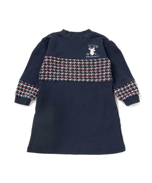 BeBe Petits Pois Vert / ベベ プチ ポワ ヴェール ミニ丈・ひざ丈ワンピース | 【店舗限定】【お揃い】裏毛×ノルディック切り替えワンピース(95~150cm) | 詳細5