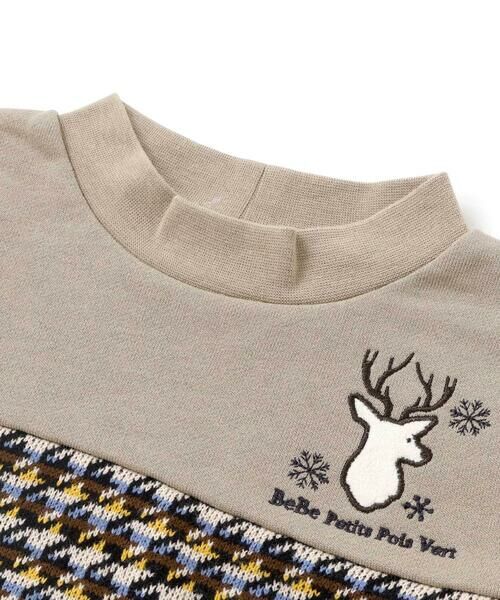 BeBe Petits Pois Vert / ベベ プチ ポワ ヴェール ミニ丈・ひざ丈ワンピース | 【店舗限定】【お揃い】裏毛×ノルディック切り替えワンピース(95~150cm) | 詳細8