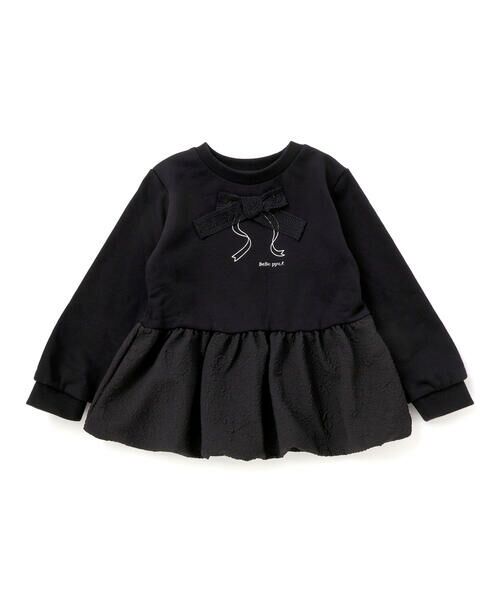 BeBe Petits Pois Vert / ベベ プチ ポワ ヴェール スウェット | 【店舗限定】裏毛ジャガード切り替えリボントレーナー(95~150cm) | 詳細15