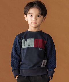 BeBe Petits Pois Vert / ベベ プチ ポワ ヴェール スウェット | 【店舗限定】裏毛×袖キルトジャガードトレーナー(95~160cm)