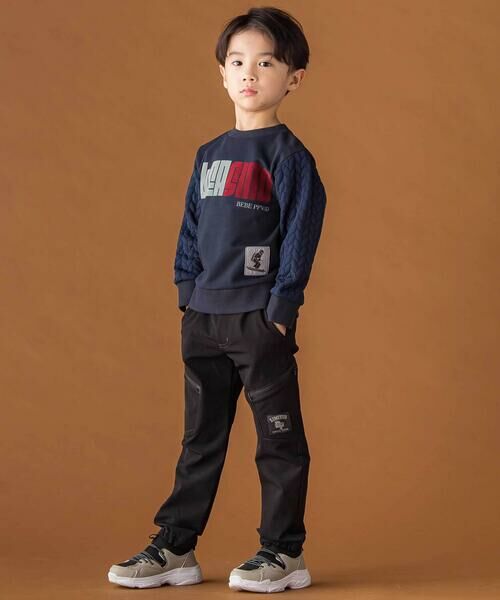 BeBe Petits Pois Vert / ベベ プチ ポワ ヴェール スウェット | 【店舗限定】裏毛×袖キルトジャガードトレーナー(95~160cm) | 詳細1