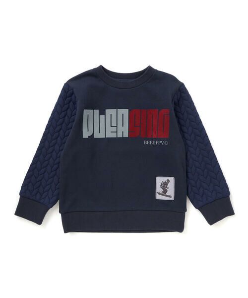 BeBe Petits Pois Vert / ベベ プチ ポワ ヴェール スウェット | 【店舗限定】裏毛×袖キルトジャガードトレーナー(95~160cm) | 詳細3