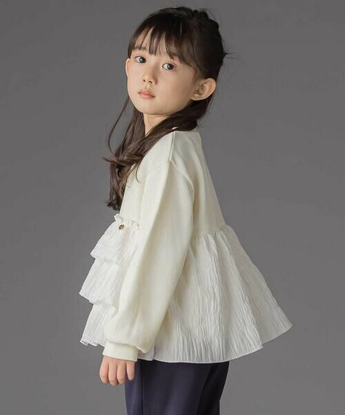 BeBe Petits Pois Vert / ベベ プチ ポワ ヴェール スウェット | 【店舗限定】ニットリブ＋フリルトレーナー(95~150cm) | 詳細4