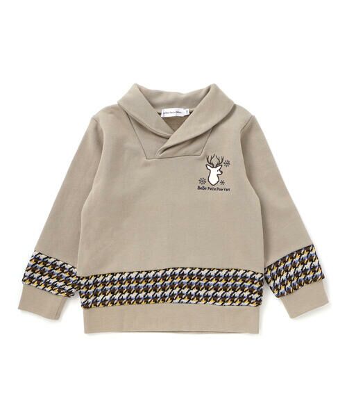 BeBe Petits Pois Vert / ベベ プチ ポワ ヴェール スウェット | 【店舗限定】【お揃い】ショールカラー裏毛×ノルディック切り替えトレーナー(95~150cm) | 詳細10