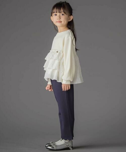 BeBe Petits Pois Vert / ベベ プチ ポワ ヴェール チノ・ワークパンツ | 【店舗限定】裏起毛ポンチ裾スカラップロングパンツ(95~150cm) | 詳細1