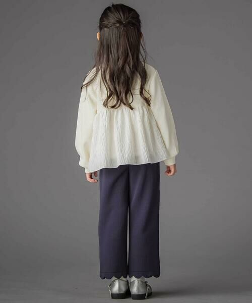 BeBe Petits Pois Vert / ベベ プチ ポワ ヴェール チノ・ワークパンツ | 【店舗限定】裏起毛ポンチ裾スカラップロングパンツ(95~150cm) | 詳細2