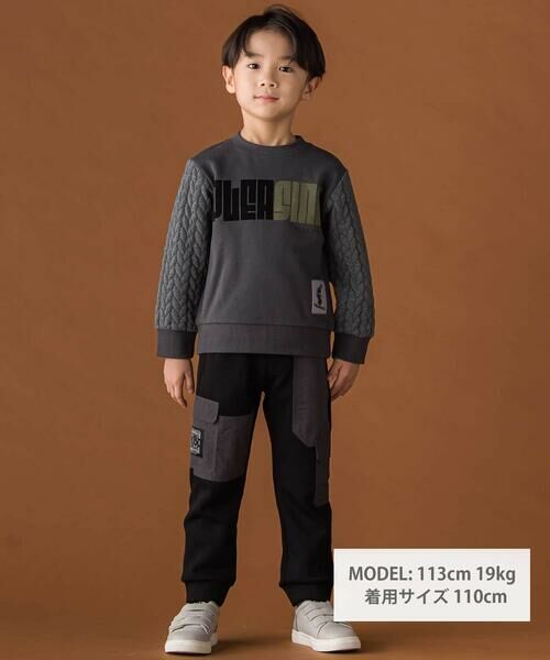 BeBe Petits Pois Vert / ベベ プチ ポワ ヴェール チノ・ワークパンツ | 【店舗限定】裏起毛ポンチ＋格子タフタロングパンツ(95~150cm) | 詳細1