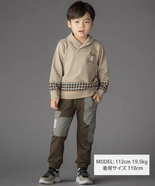 BeBe Petits Pois Vert / ベベ プチ ポワ ヴェール チノ・ワークパンツ | 【店舗限定】裏起毛ポンチ＋格子タフタロングパンツ(95~150cm) | 詳細7