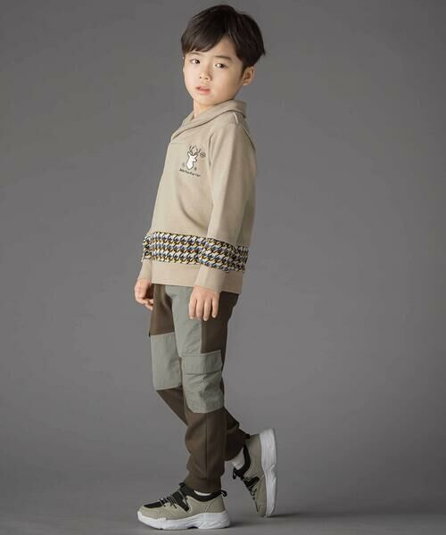 BeBe Petits Pois Vert / ベベ プチ ポワ ヴェール チノ・ワークパンツ | 【店舗限定】裏起毛ポンチ＋格子タフタロングパンツ(95~150cm) | 詳細9