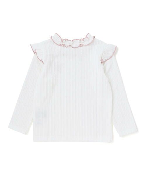 BeBe Petits Pois Vert / ベベ プチ ポワ ヴェール Tシャツ | 【店舗限定】メロウフリル立体リブ長袖Tシャツ(95~150cm) | 詳細1