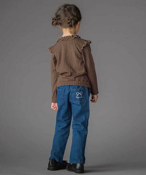 BeBe Petits Pois Vert / ベベ プチ ポワ ヴェール Tシャツ | 【店舗限定】メロウフリル立体リブ長袖Tシャツ(95~150cm) | 詳細3