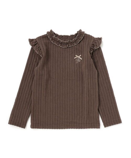 BeBe Petits Pois Vert / ベベ プチ ポワ ヴェール Tシャツ | 【店舗限定】メロウフリル立体リブ長袖Tシャツ(95~150cm) | 詳細5