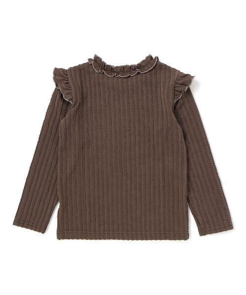 BeBe Petits Pois Vert / ベベ プチ ポワ ヴェール Tシャツ | 【店舗限定】メロウフリル立体リブ長袖Tシャツ(95~150cm) | 詳細6