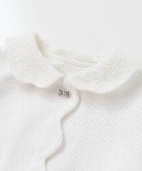 BeBe Petits Pois Vert / ベベ プチ ポワ ヴェール ミニ丈・ひざ丈ワンピース | ニットリブ+レース起毛ドッキング長袖ワンピース(95~150cm) | 詳細5