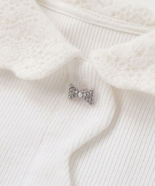 BeBe Petits Pois Vert / ベベ プチ ポワ ヴェール ミニ丈・ひざ丈ワンピース | ニットリブ+レース起毛ドッキング長袖ワンピース(95~150cm) | 詳細6