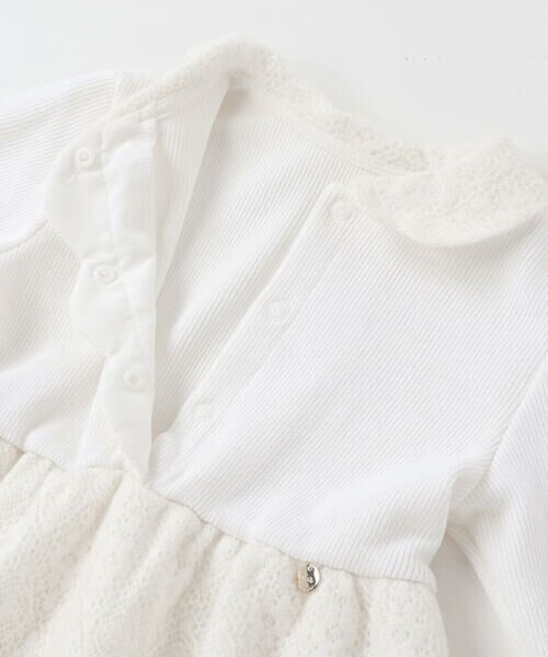 BeBe Petits Pois Vert / ベベ プチ ポワ ヴェール ミニ丈・ひざ丈ワンピース | ニットリブ+レース起毛ドッキング長袖ワンピース(95~150cm) | 詳細7
