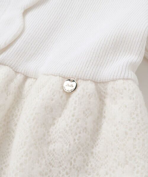 BeBe Petits Pois Vert / ベベ プチ ポワ ヴェール ミニ丈・ひざ丈ワンピース | ニットリブ+レース起毛ドッキング長袖ワンピース(95~150cm) | 詳細8