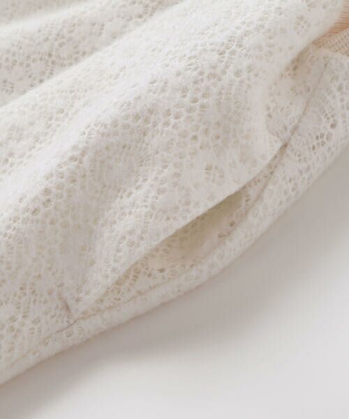 BeBe Petits Pois Vert / ベベ プチ ポワ ヴェール ミニ丈・ひざ丈ワンピース | ニットリブ+レース起毛ドッキング長袖ワンピース(95~150cm) | 詳細10