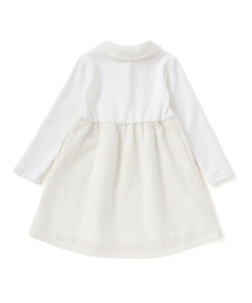 BeBe Petits Pois Vert / ベベ プチ ポワ ヴェール ミニ丈・ひざ丈ワンピース | ニットリブ+レース起毛ドッキング長袖ワンピース(95~150cm) | 詳細4