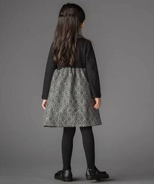 BeBe Petits Pois Vert / ベベ プチ ポワ ヴェール ミニ丈・ひざ丈ワンピース | ニットリブ+レース起毛ドッキング長袖ワンピース(95~150cm) | 詳細16